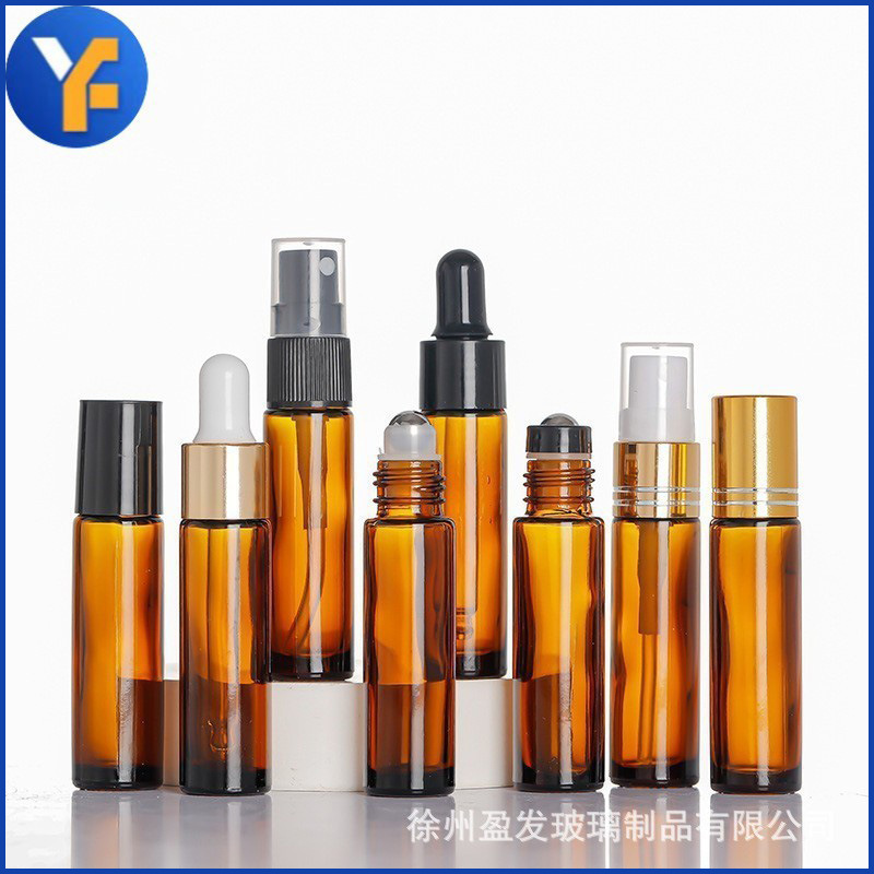 批发10ml茶色玻璃精油滚珠瓶喷雾瓶滴管瓶走珠瓶棕色精油空瓶