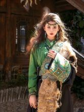 藏族拉萨绿色藏袍新款民族旅游西藏旅拍服饰写真藏装藏式演出服装