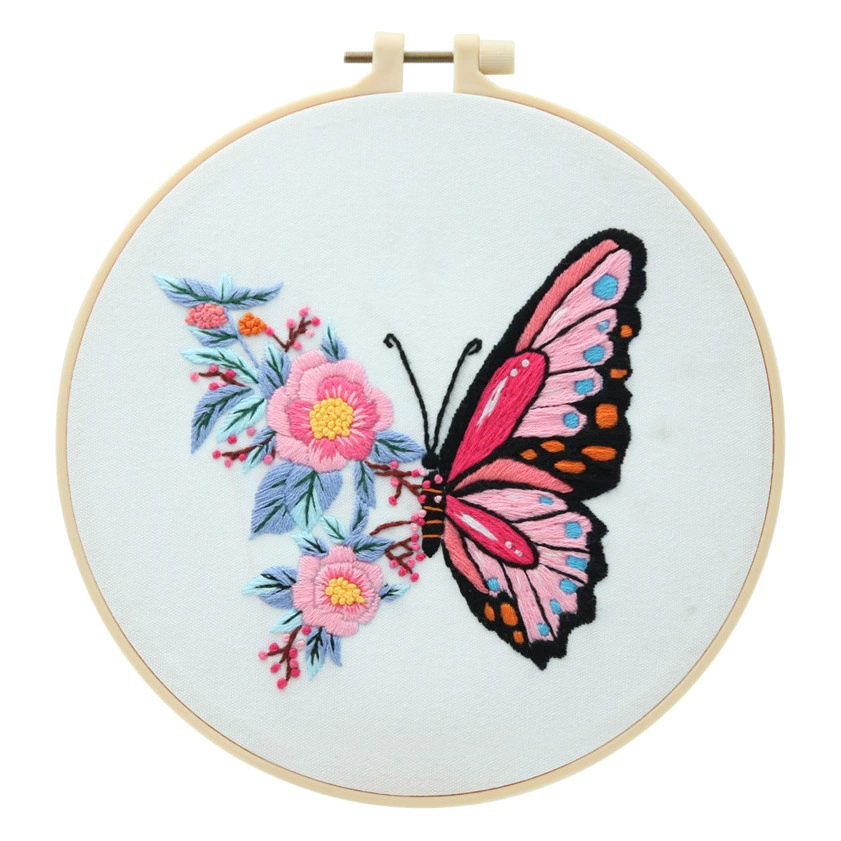 Цветная бабочка подвесная вышивка DIY материал сумка Лу вышивка ручной работы Детская гостиная Цветочные украшения шитье английский материал сумка