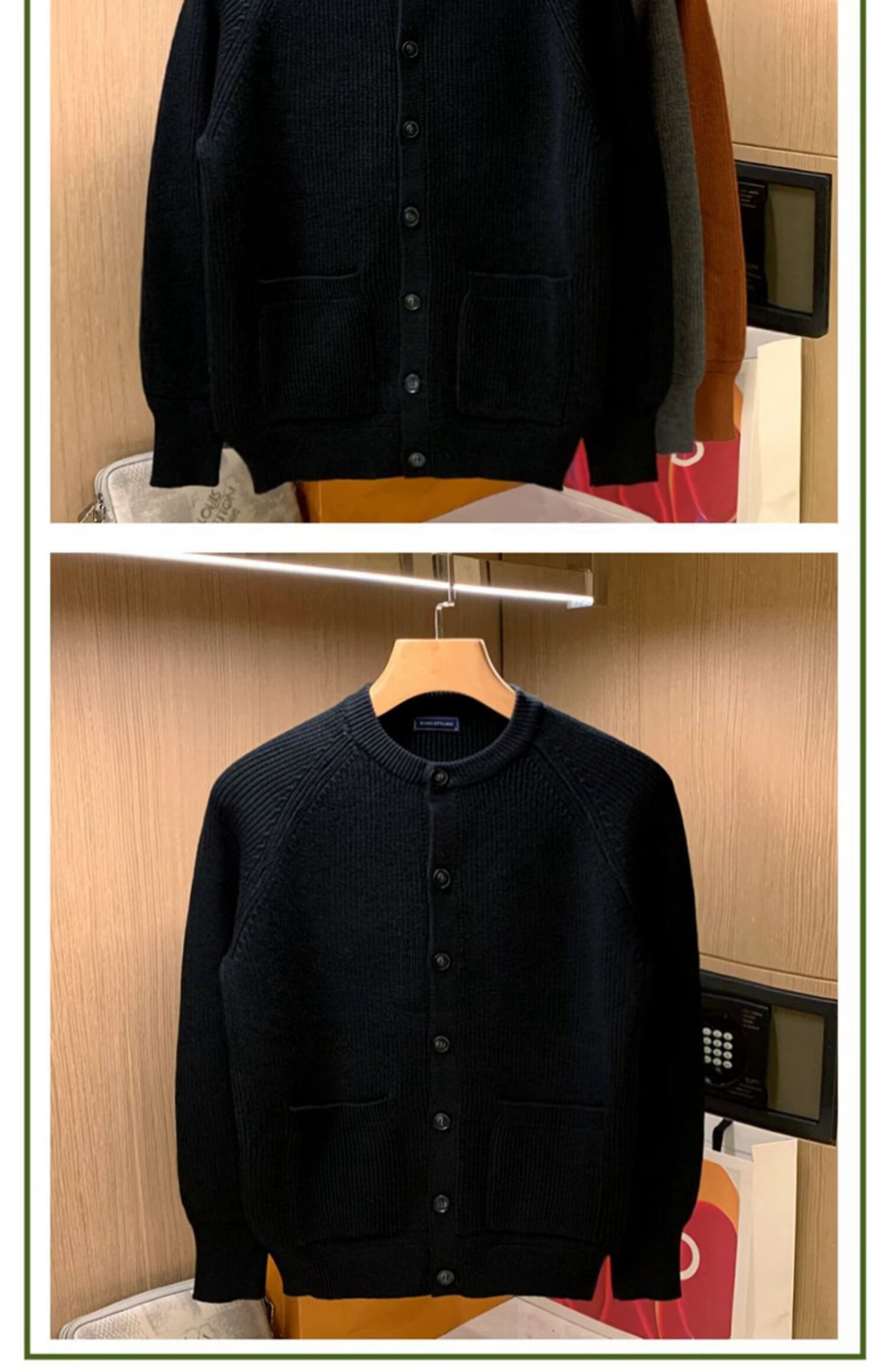 Oversized Herren-Strickcardigan – Atmungsaktiver Stretch-Pullover mit offener Vorderseite für Freizeit und Business (Schwarz/Grau/Karamell, EU-Größen S-2XL)_voghion.com