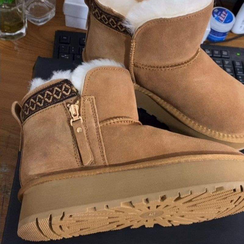 35-43 Large Size Women's 41 Thick-Soled Snow Boots Winter Ethnic Style Fleece-Lined Sheepskin Integrated Northeast_voghion.com