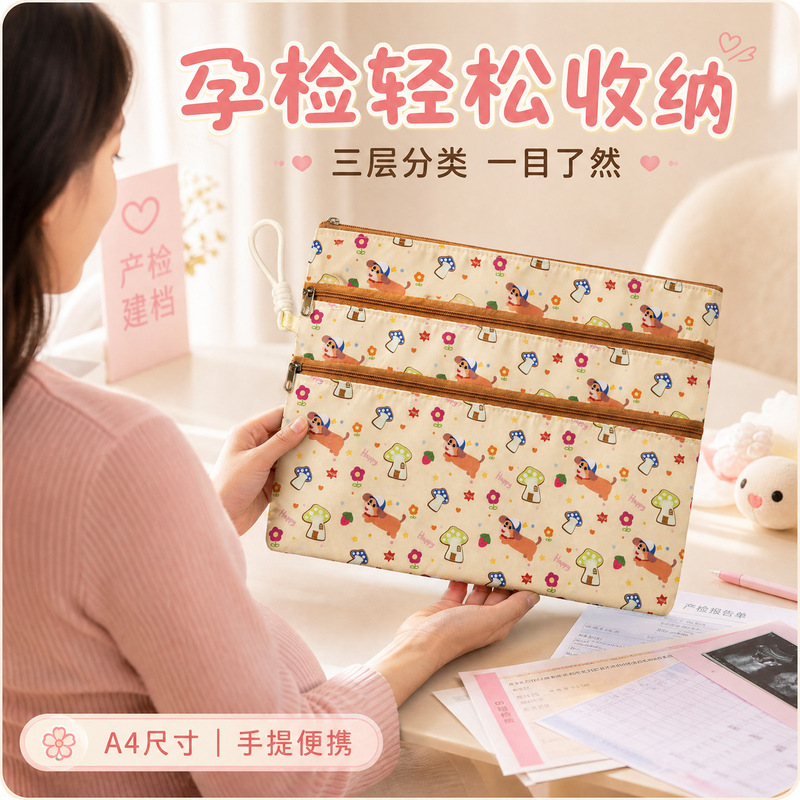 Highly Attractive Maternity Checkup Handbook Storage Bag, Document Pouch, A4 File Folder, Ultrasound Examination Report, Patient Record