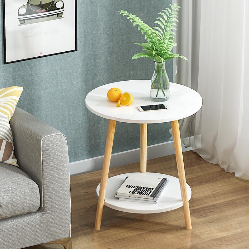 Small round table, minimalist Scandinavian-style coffee table, corner table, small side table for sofa, movable bedside table, simple coffee table for living room