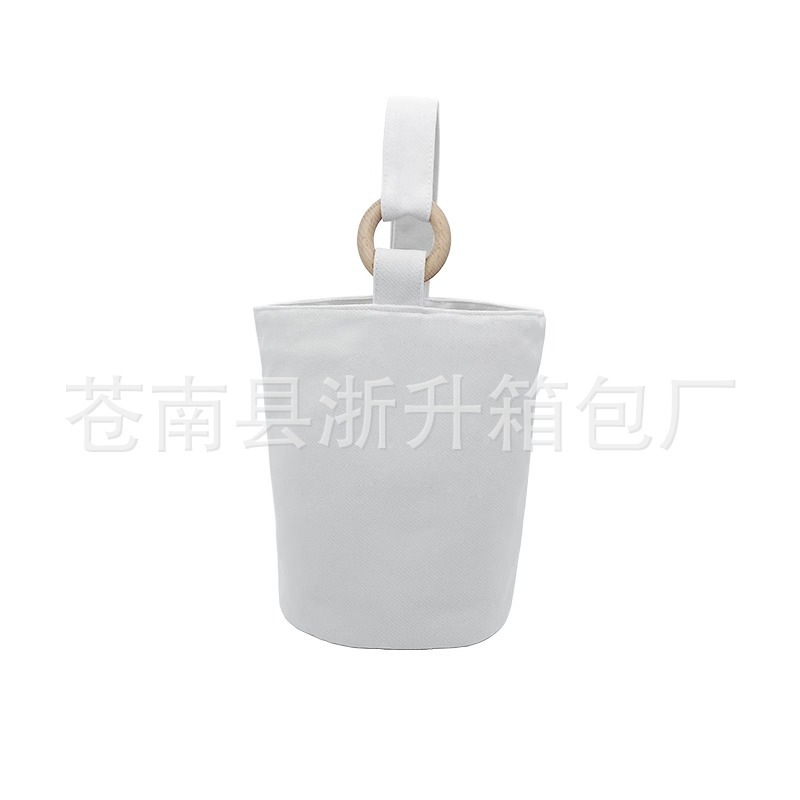Manufacturer custom twill full print round handle bucket bag hand-carrying canvas women tote lunch bag work storage bag