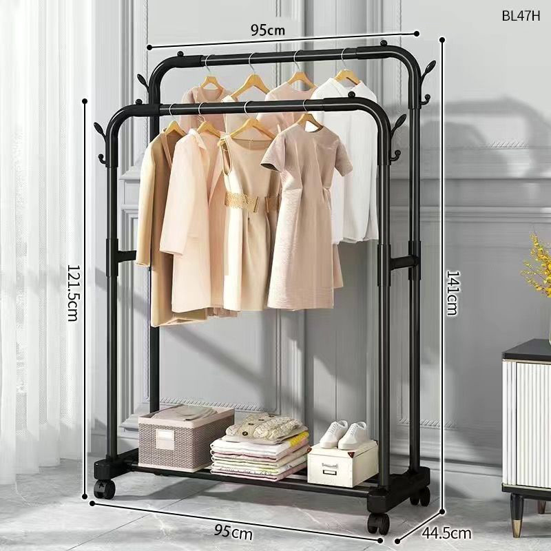 Tendedero, perchero de piso, vertical con rodillos, engrosamiento, perchero de ropa interior para el hogar, perchero de hierro para ropa