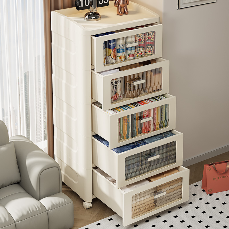 加厚抽屜式收納櫃家用客廳置物櫃多層夾縫儲物柜子玄關臥室床頭櫃