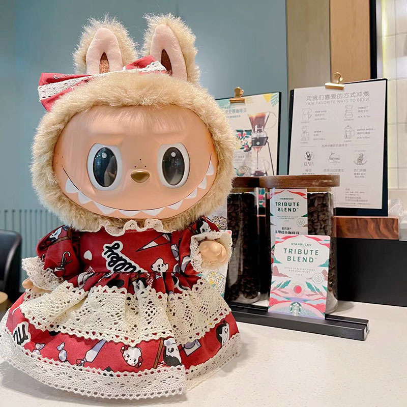 38cmラブブベビー服、ラブブぬいぐるみ服、ラブブ人形着替え、漢服スカートスーツ|undefined