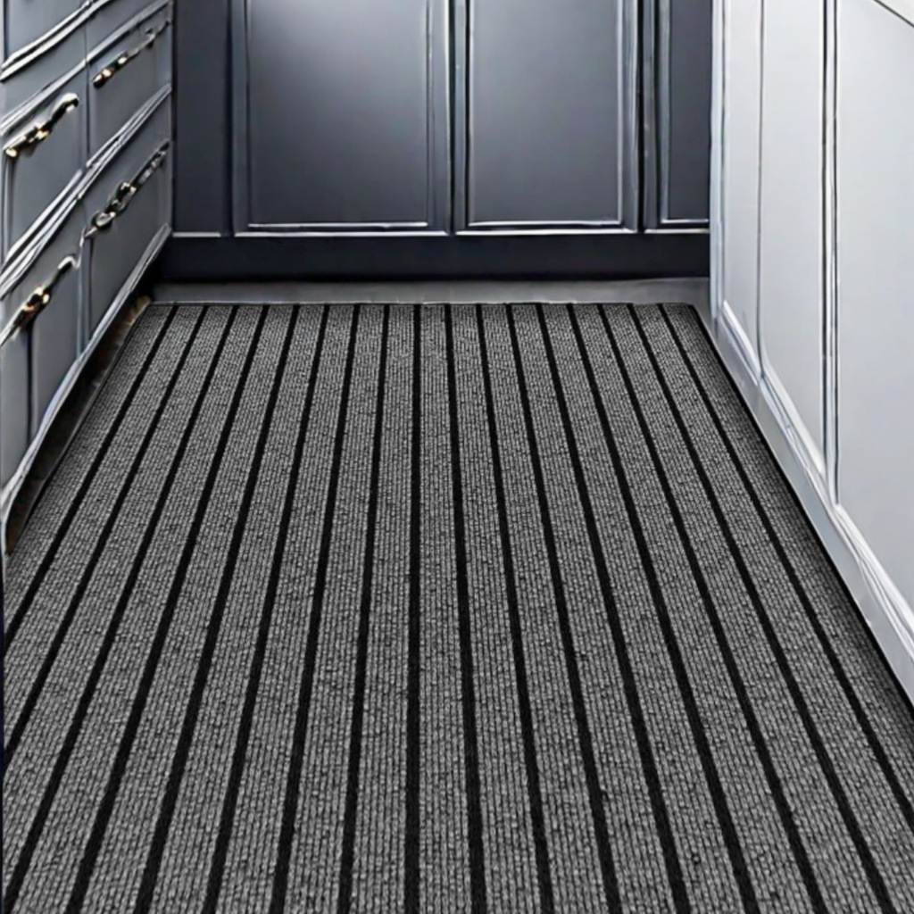 주방 물 흡수성 오일 더러운 저항하는 발 매트 7 줄무늬 바닥 입구 문 문지름 먼지 미끄럼 방지 매트 홈 흡수성 카펫