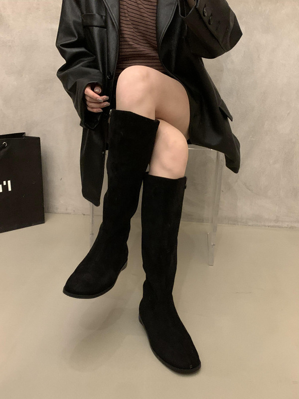 法式棕色美拉德瘦瘦长筒靴女鞋2025年新款秋季韩版长靴中筒骑士靴|undefined