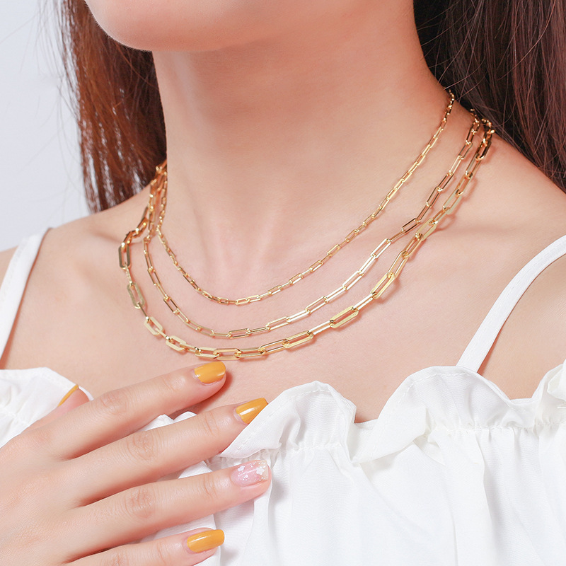 Huasheng Premium Selection S925 Silver Necklace Popular Paperclip Clavicle Chain Direct Sale from Manufacturer Wholesale