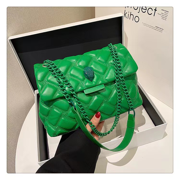 Nuevo estilo transfronterizo, pequeño bolso de cadena fragante, color sólido, bordado de rombos, cabeza de águila, bolso de mujer, bolso de hombro tipo bandolera de gran capacidad para ir al trabajo