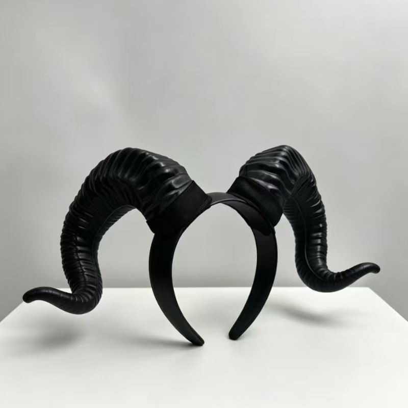 Halloween tocado negro cabra diabólica cuernos corpos de cabello cross-border cosplay gótico fiesta oscura accesorios de vestuario