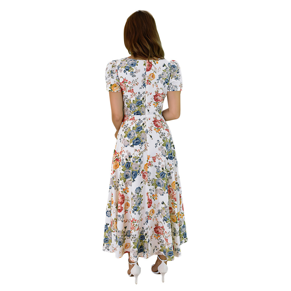 Women's Clothing Printed Holiday Casual Short Sleeved Dress_ecoleips.com