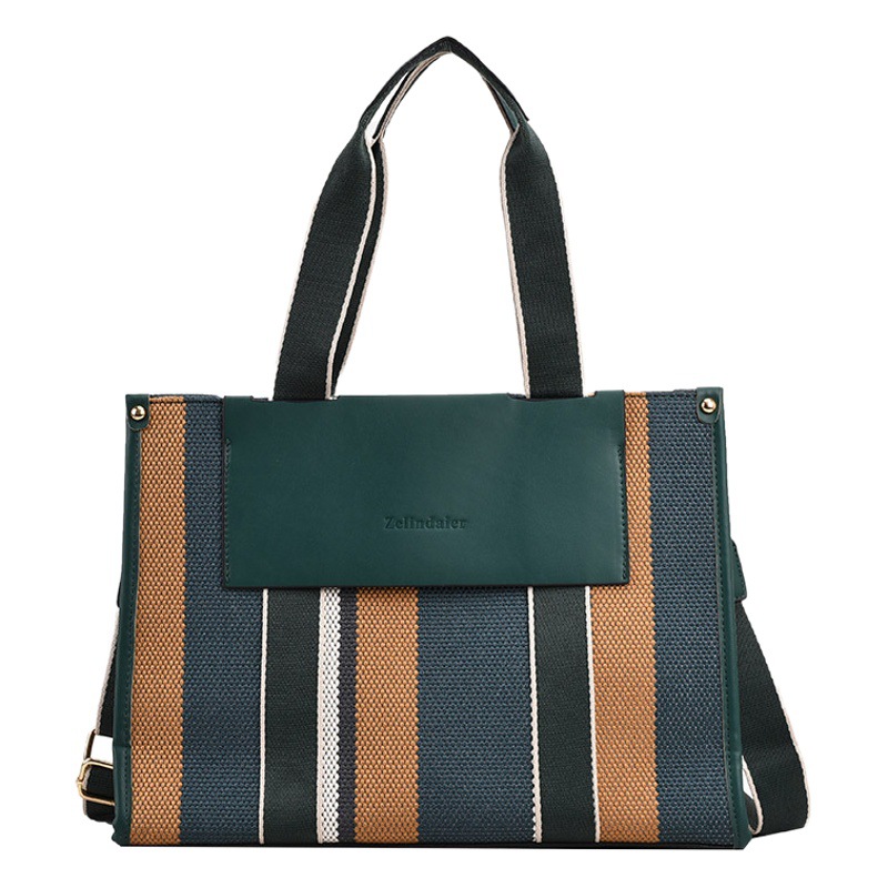 Rayas contraste color estilo coreano moda bolso de mano de las mujeres 2023 nuevo bolso de gran capacidad moda hombro mensajero bolsa