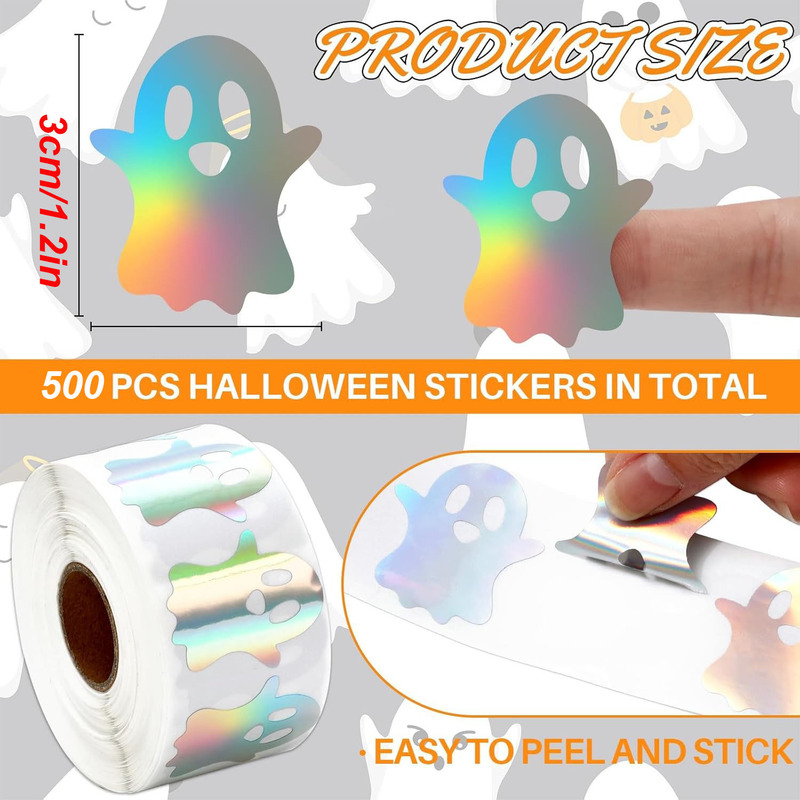 500枚/巻ハロウィーン祭り円形レーザーステッカーシールシールシール|undefined