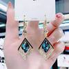 Crystal, fashionable demi-season earrings, 2024 years, cat's eye, internet celebrity, bright catchy style