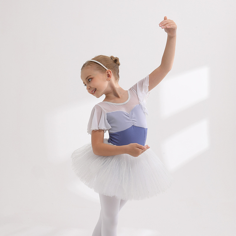 Children's summer blue cotton lace sports clothing