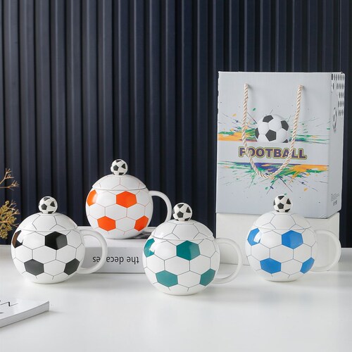 High-face value World Cup Football Cup Ceramic Cup with lid Sports Souvenirs Planet Cup Water Cup Mug Accompanied by Hand Gift