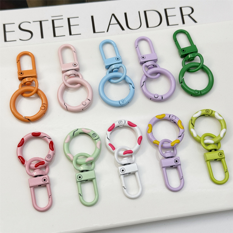Candy color spring buckle door buckle combination color paint key chain diy jewelry accessories luggage small pendant dog buckle Candy color spring buckle door buckle combination color paint key chain diy jewelry accessories luggage small pendant dog buckle