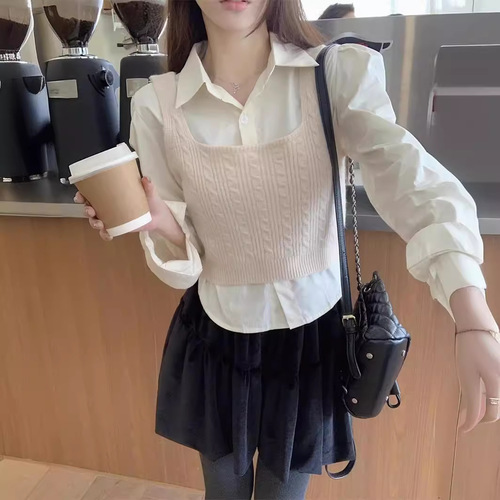 KANING Solid Color U-Neck Knit Vest Women 2025 Autumn Korean Style Design Sensory Sweater