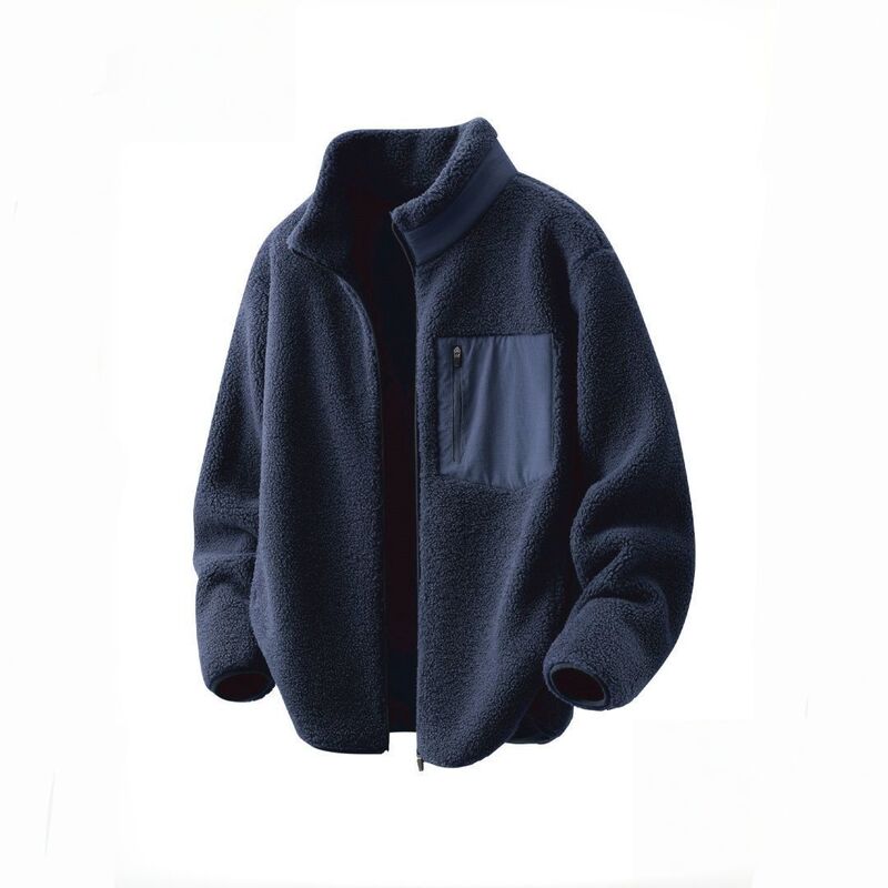 Factory Direct Sale Men's Winter Navy Blue Casual Fleece-Lined Thickened Fleece Stand-Collar Jacket Extra Thick Trendy Men's Jacket Factory Direct Sale Men's Winter Navy Blue Casual Fleece-Lined Thickened Fleece Stand-Collar Jacket Extra Thick Trendy Men's Jacket
