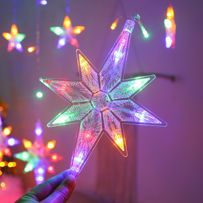 Cortina de la Estrella del Norte Cadena de Luz Decoración de la habitación luz de color pequeña luz de color Cadena de luz intermitente luz de la luna luz de la Estrella del Norte Cadena de luz