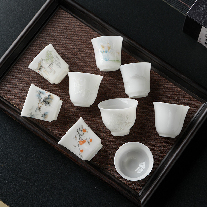 High-End Jade Ice-Type Thin-Walled Tea Cup for Home Use, Kung Fu Tea Set, Tea Drinking Cup, Tea Vessel, Light Luxury Tasting Cup, Small Guest Cup High-End Jade Ice-Type Thin-Walled Tea Cup for Home Use, Kung Fu Tea Set, Tea Drinking Cup, Tea Vessel, Light Luxury Tasting Cup, Small Guest Cup