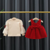 Autumn dress with bow, set, 2023 years, puff sleeves, Korean style, long sleeve