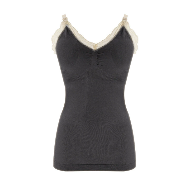 Long elastic top with cups for breastfeeding, postpartum lace bra for pregnant, silk body-friendly underwear, plus size