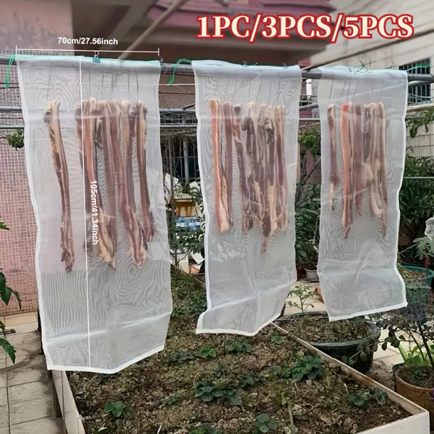 Meat drying net cover nylon insect-proof bag anti-fly sun-drying ham…