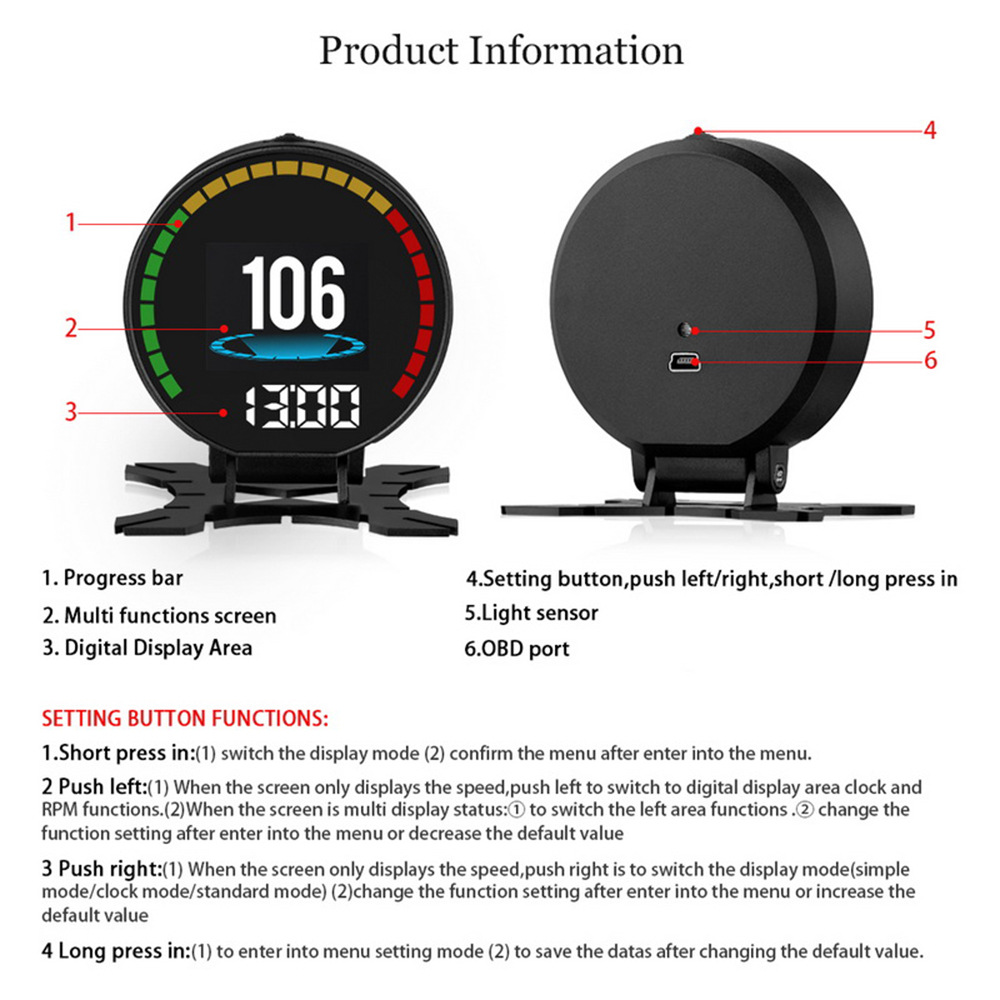 P15 Intelligent Driving Computer Obd2 System 2.84inch Lcd Color Screen Information Does Not Require Reflection for Hud Head-Up Display