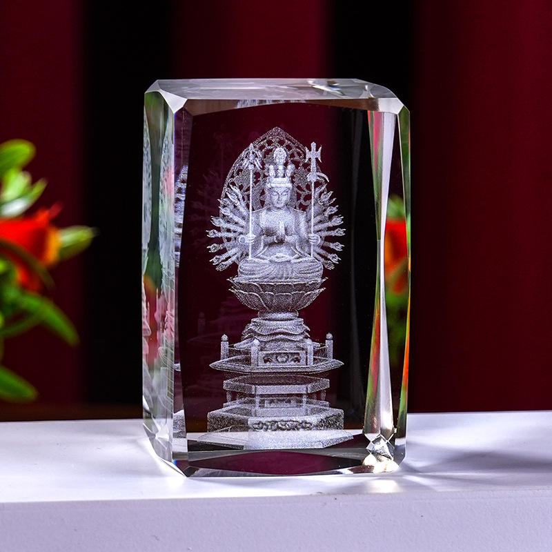 Escultura interior de cristal Serie de animales 3D Estatua de Buda de cristal Modelo de edificio de cristal Decoración del hogar Recuerdos de viaje Suministro transfronterizo