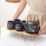 Мраморный заварочный чайник, чайный сервиз, комплект для домашнего использования, высококачественный керамический чай, чайная чашка, легкий роскошный стиль