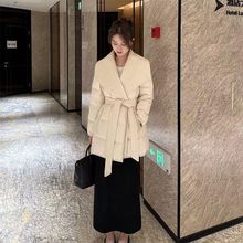 秋冬时尚夹棉加厚大翻领棉服外套棉衣2024冬季新款棉袄女冬装