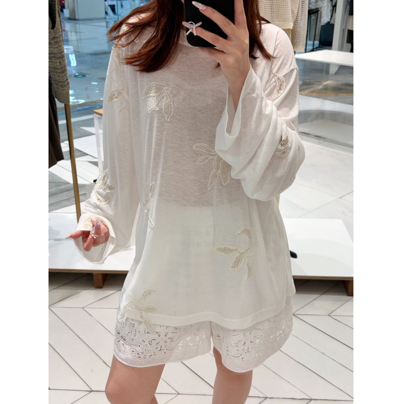 In-Stock Earth-Style Casual Sun-Protective Cover-Up Shirt for Women, Summer White Embroidered Loose Thin Breathable Long-Sleeve T-Shirt Top In-Stock Earth-Style Casual Sun-Protective Cover-Up Shirt for Women, Summer White Embroidered Loose Thin Breathable Long-Sleeve T-Shirt Top