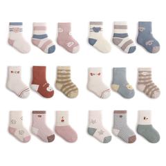 3-pair set of autumn/winter ribbed thick infant socks for newborns, A-class cartoon socks for children, medium-calf cotton socks, dropshipping one piece