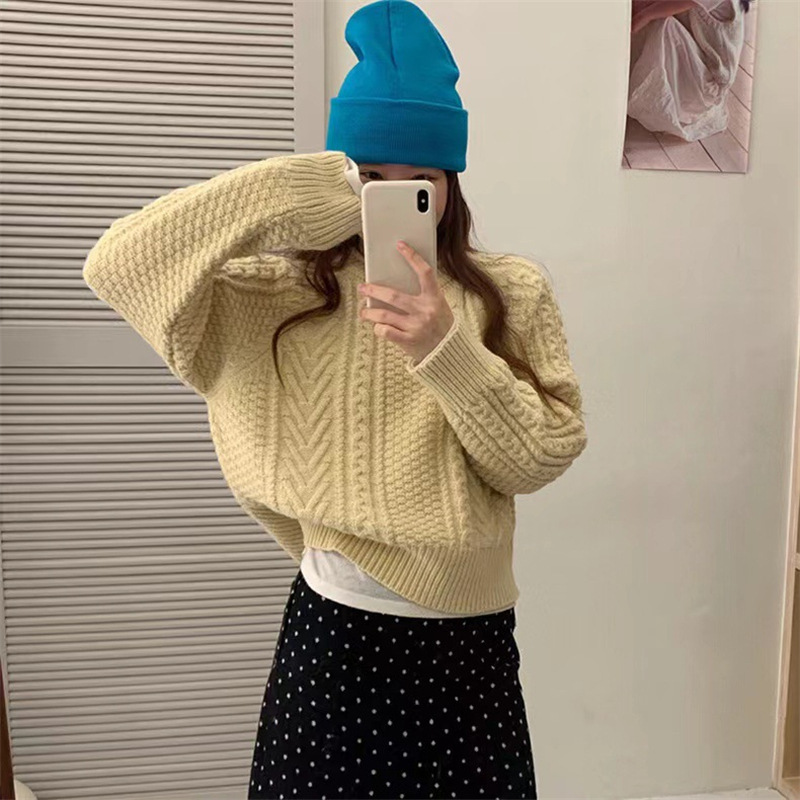 2025 Winter New Korean Style Twist Edge Pullover Sweater for Women, Soft, Thick, Warm, Casual Knitted Top 2025 Winter New Korean Style Twist Edge Pullover Sweater for Women, Soft, Thick, Warm, Casual Knitted Top