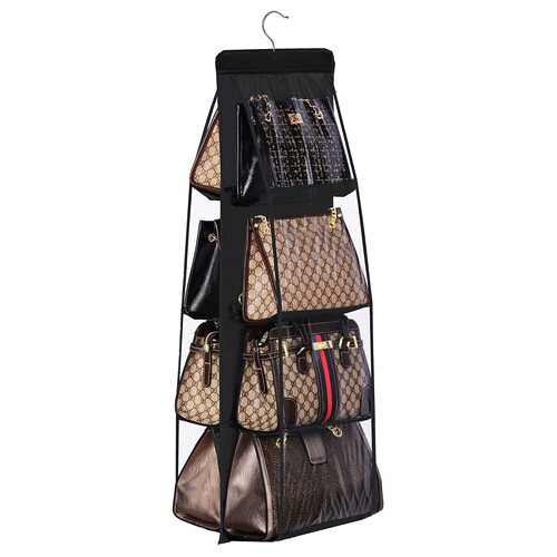 Bag Storage Hanger Fabric Double-Sided Multi-Layer Transparent Dustproof Bag Suspended Household Wardrobe Bag Organizer