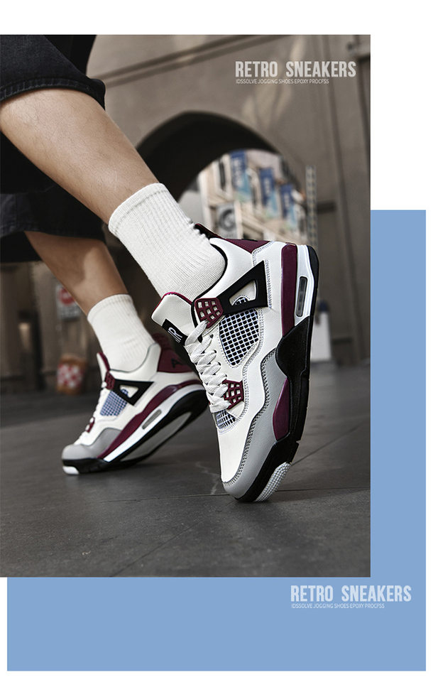 Giày sneaker thể thao cổ thấp đế dày chống trượt, thân da nhân tạo thoáng khí, dáng giày bóng rổ — Mẹ điện, Paris, thần sấm sét, xi măng trắng chi tiết 20