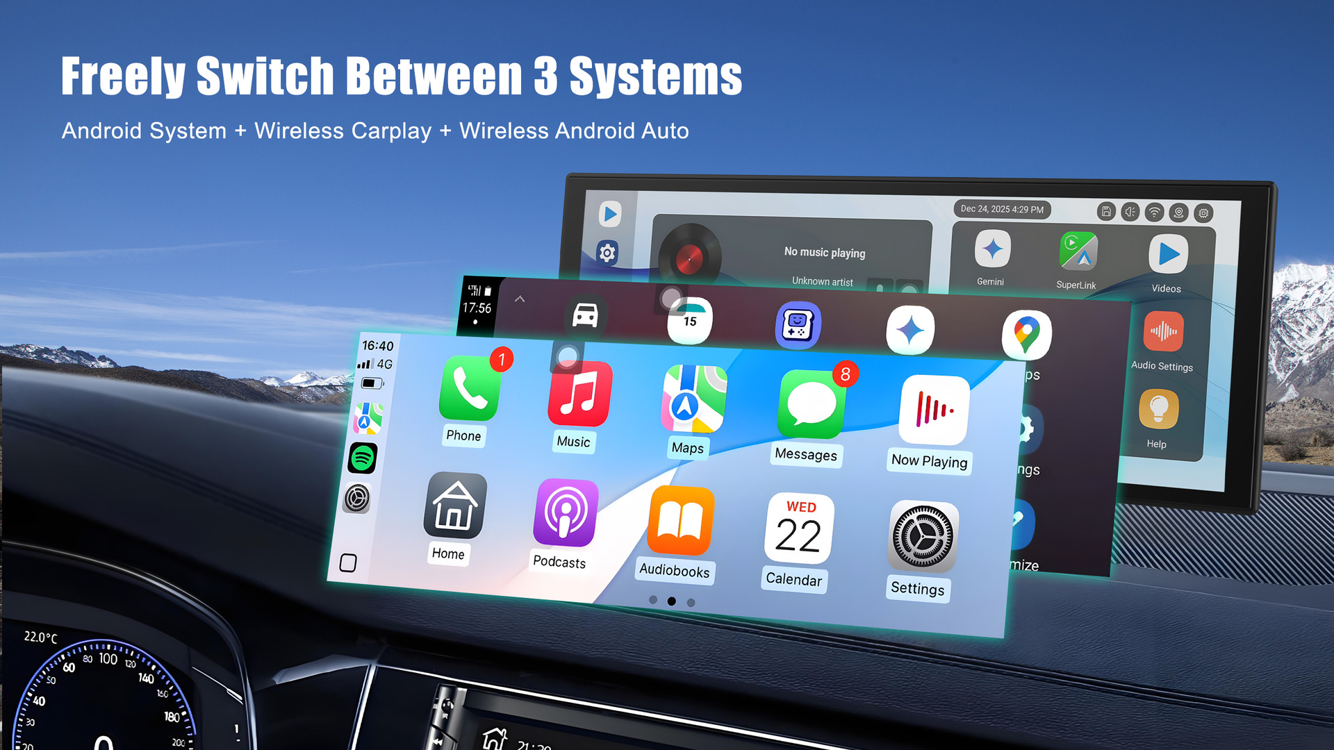 Customized 11.4inch Dash Cam Wireless Carplay Smart Screen Car Reversing Camera Car Navigation
