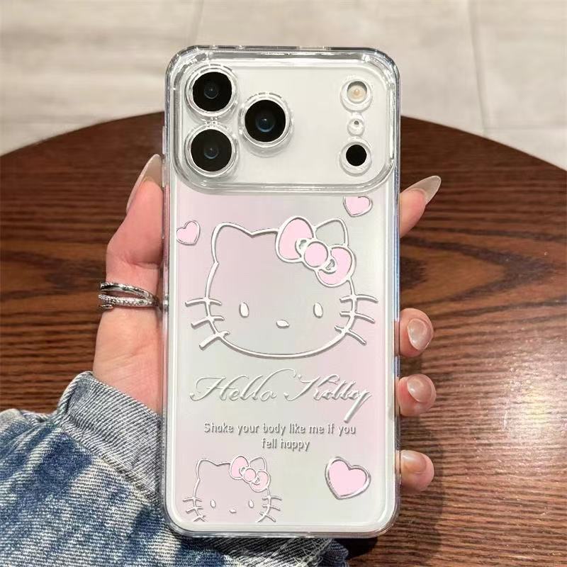 Pink Katie Suitable for Apple 17Promax Mobile Phone Case Anti-Fall Iphone16 Transparent 15 European and American 14 All-Inclusive 13