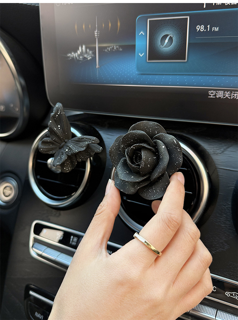Starry Sky Rose Flower Butterfly Car Air Freshener Vent Decoration Car Fragrance Perfume Diffuser Stone Vent Clip