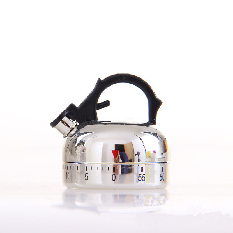 60 minutos de plata pequeña forma hervidor mecánico temporizador reloj despertador cadena giratoria temporización recordatorio T401