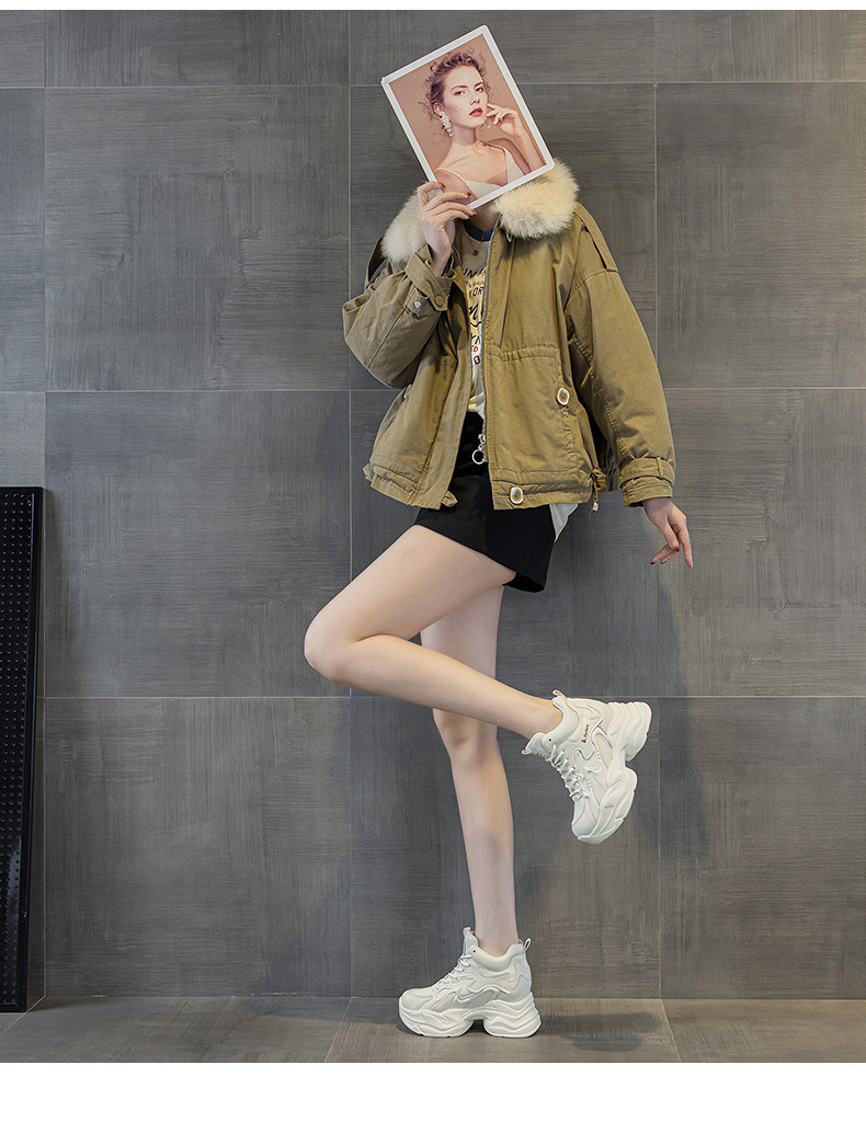Giày sneaker nữ đế dày tăng chiều cao phong cách thể thao — Đen lót lông 5351-1, Đen lót đơn 5353, Be lót lông 5351-1, Be lót đơn 5351 chi tiết 10