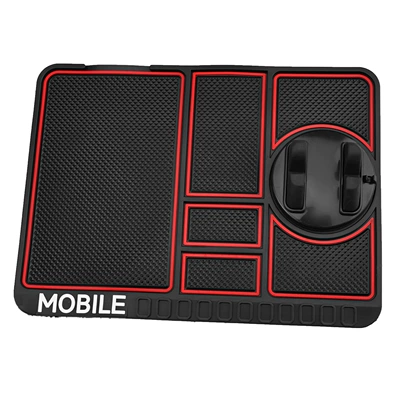 Auto supplies mobile phone bracket instrument panel temporary parking number plate car multifunctional rectangular anti-skid pad (Anti-slip mat) - red