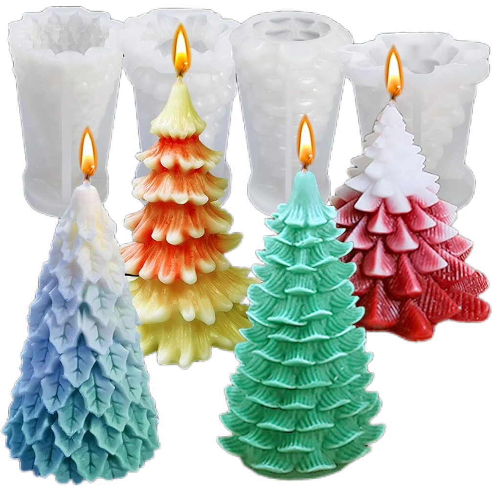 Molde de silicona de vela de árbol de Navidad molde de Yeso de incienso molde manual DIY molde de silicona de árbol de Navidad molde tridimensional image 3