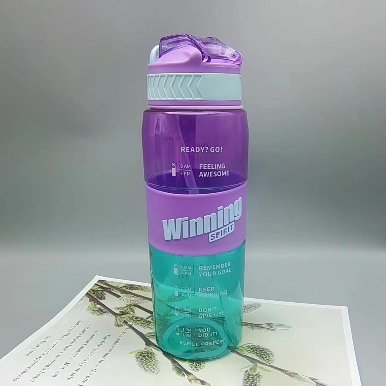 Botella deportiva de gran capacidad – Resistente al calor – Con pajilla para estudiantes y gimnasio