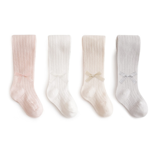 Newborn baby leggings summer ultra-thin hollow mesh bow princess girl white dance pantyhose