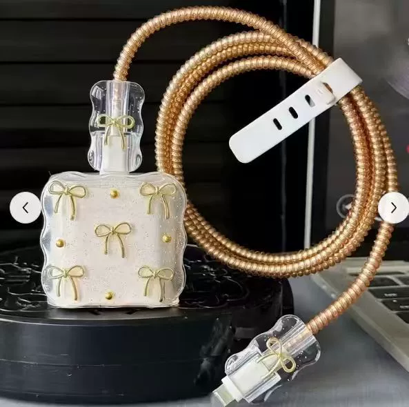 Защитная крышка кабеля для зарядного устройства Apple 20W, совместимо с Lightning, декоративная бантик/бабочка