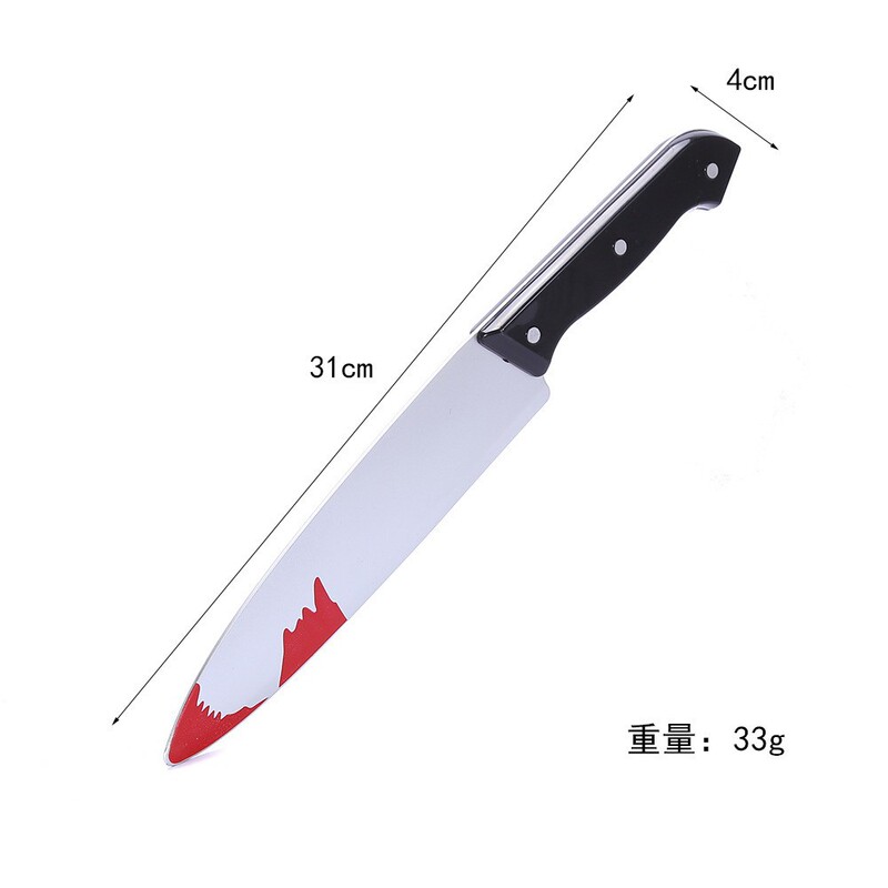 Chenzi Cross-Border Bloody Fruit Knife Kitchen Knife Halloween Costume Props Stage Drama Plastic Bloody Knife Party